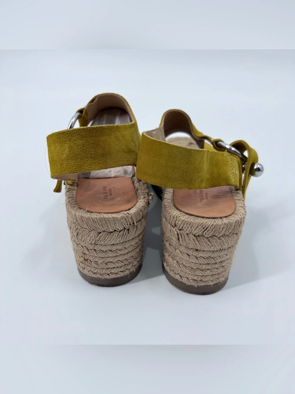 Rag & Bone Mustard Yellow Arc Suede Wedge Sandals